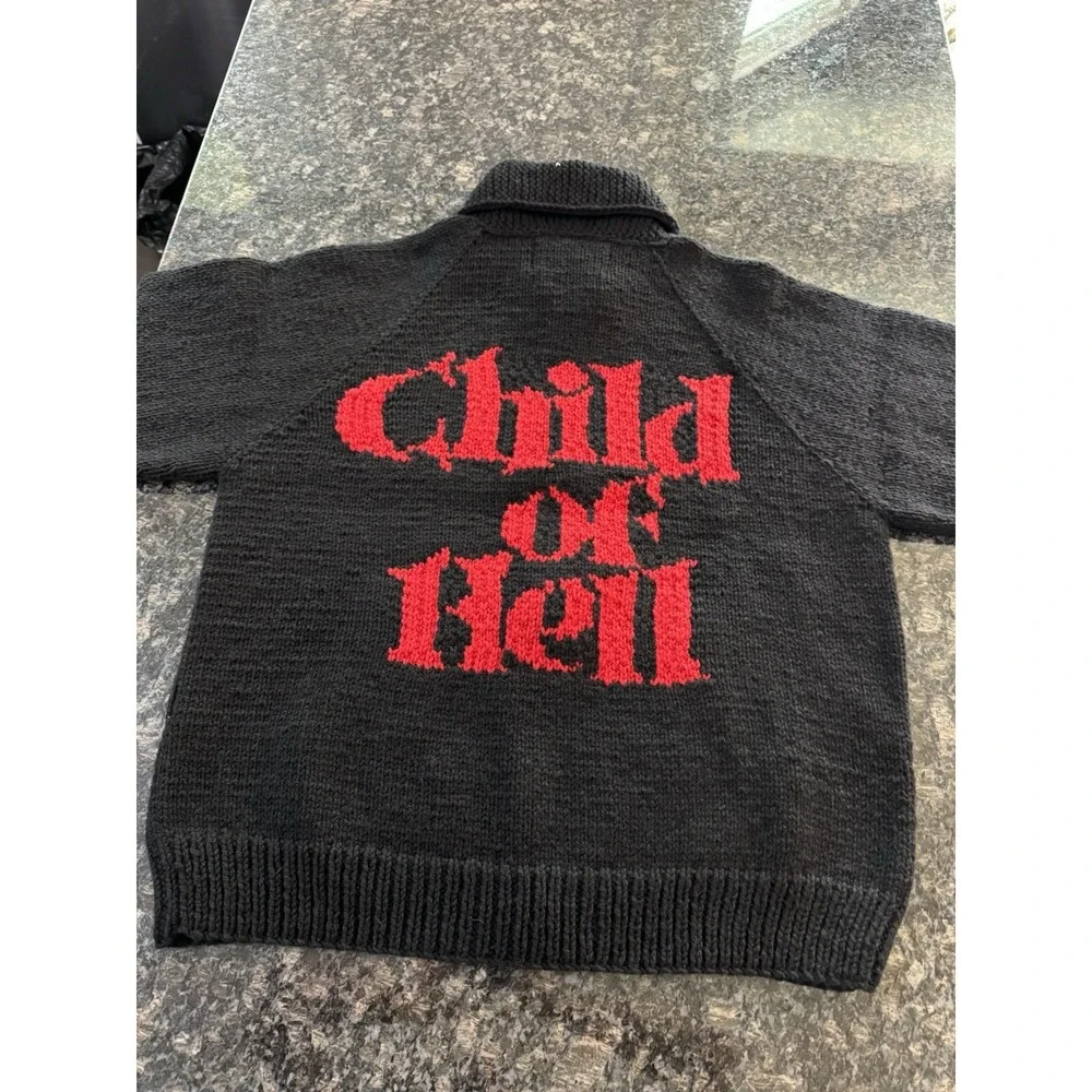 Supreme Child of Hell Cowichan‎ Sweater Black, Red FW24 Mens L. New Coat